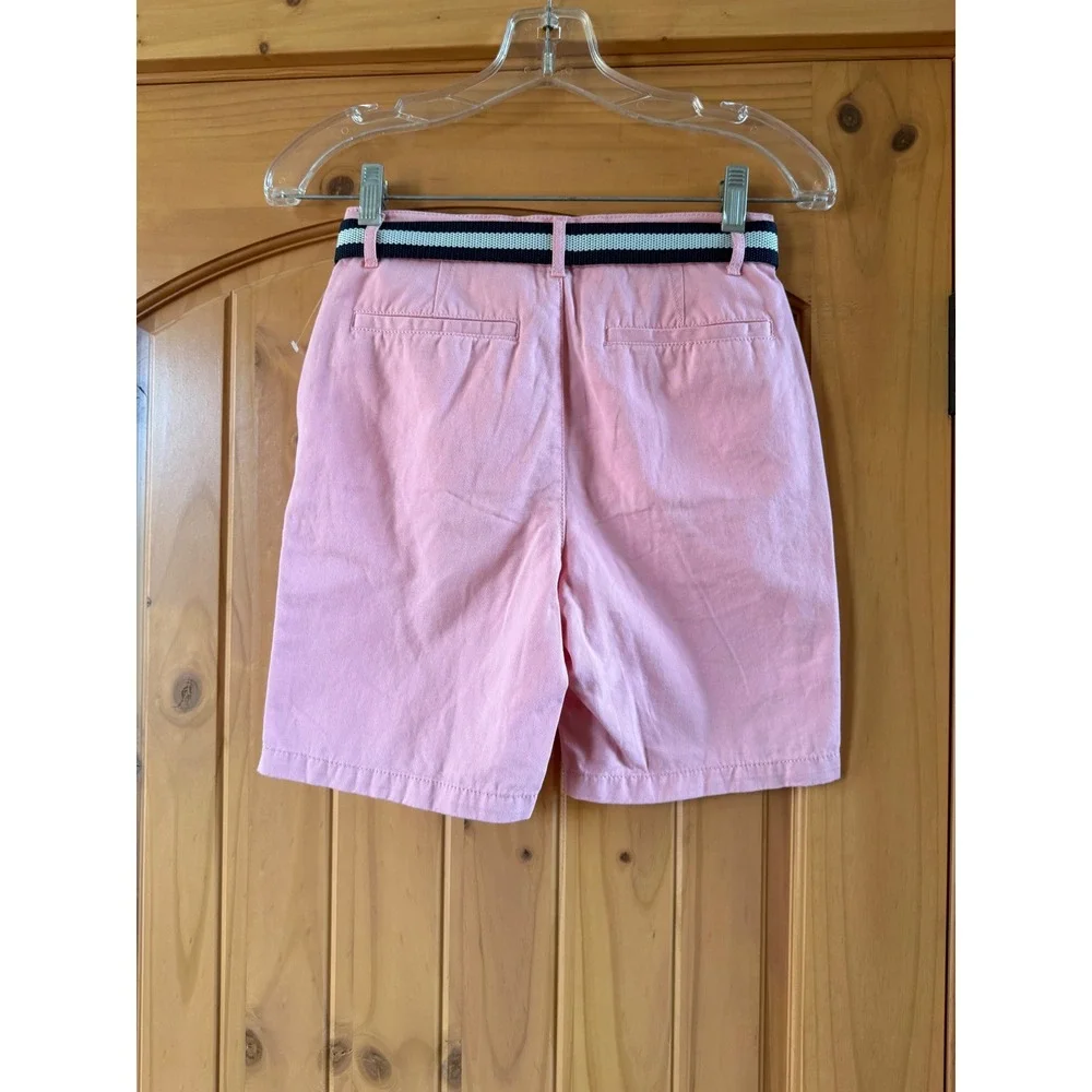 Place Boys Chino Shorts Rose Petal Pink with Striped Belt Size 10 3044791 NWT